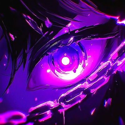 oeil violet qui fixe du regard